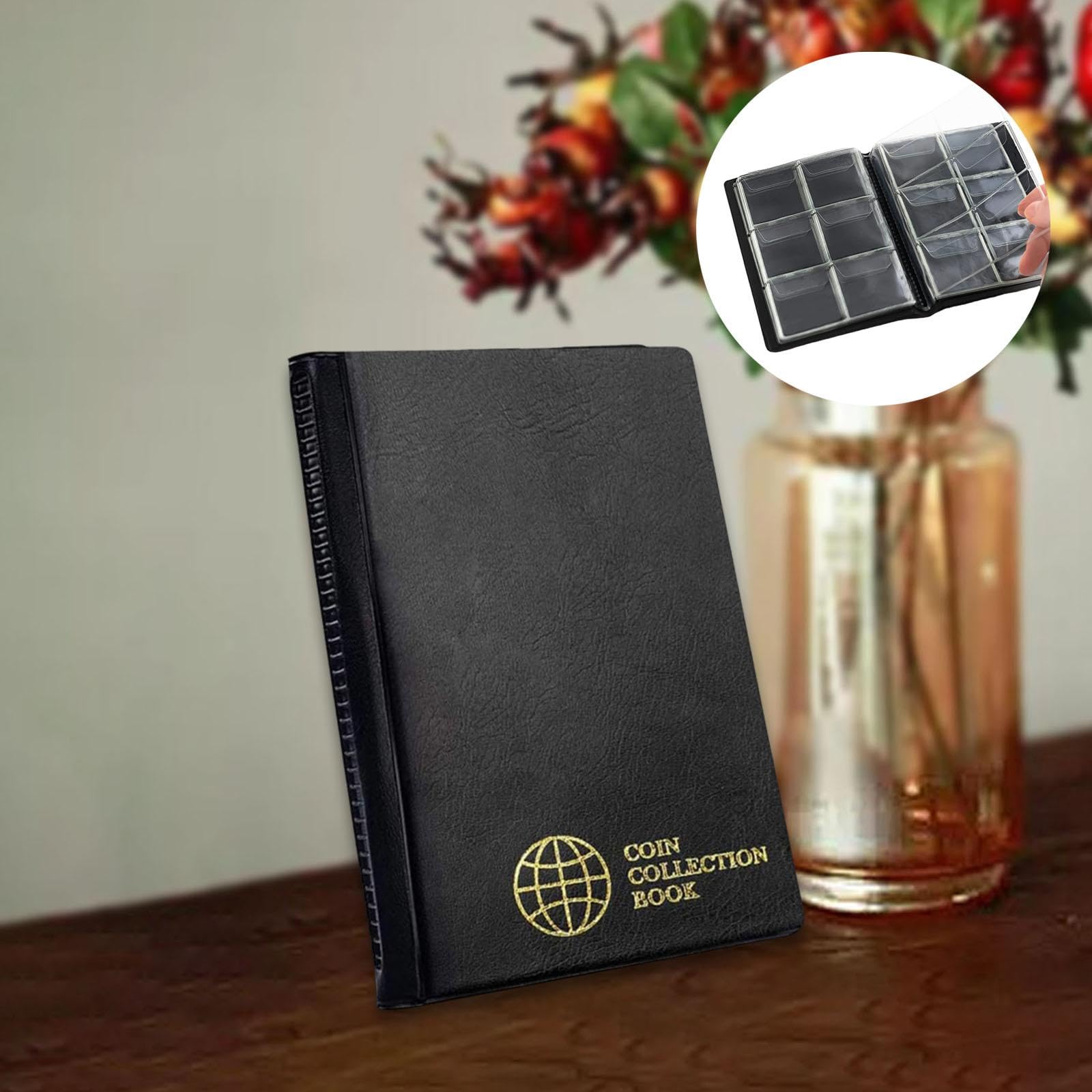 Gralara 5xPáginas para Coleccionar Monedas Estuche de Bolsillo para Monedas de Un Centavo Organizador de Suministros de Divisas Carpeta para Coleccionistas Se