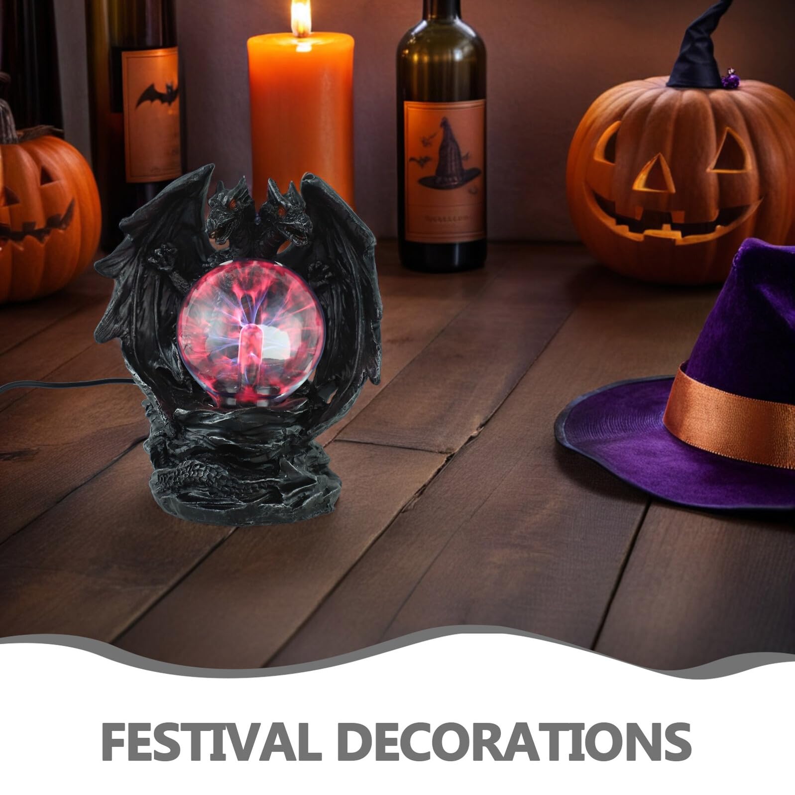 WOONEKY Lampada Plasma Sfera con Drago Spettrale USB Luce Interattiva Sensibile al Tocco per Decorazioni Halloween e Complementi per Camera da Letto Gotica
