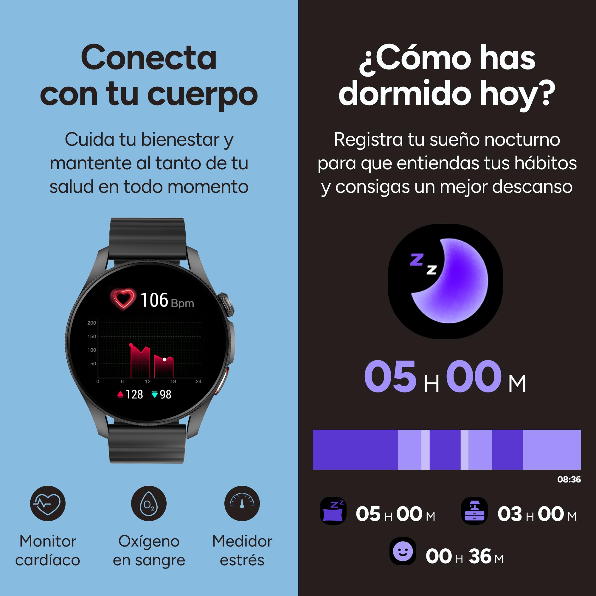 KSIX Horizon Smartwatch Traductor, IA ChatGPT®, GPS, Pantalla AMOLED 1.43", Autonomía 10 días, Brújula Digital, 3 ATM, Modo Deporte y Salud, Negro