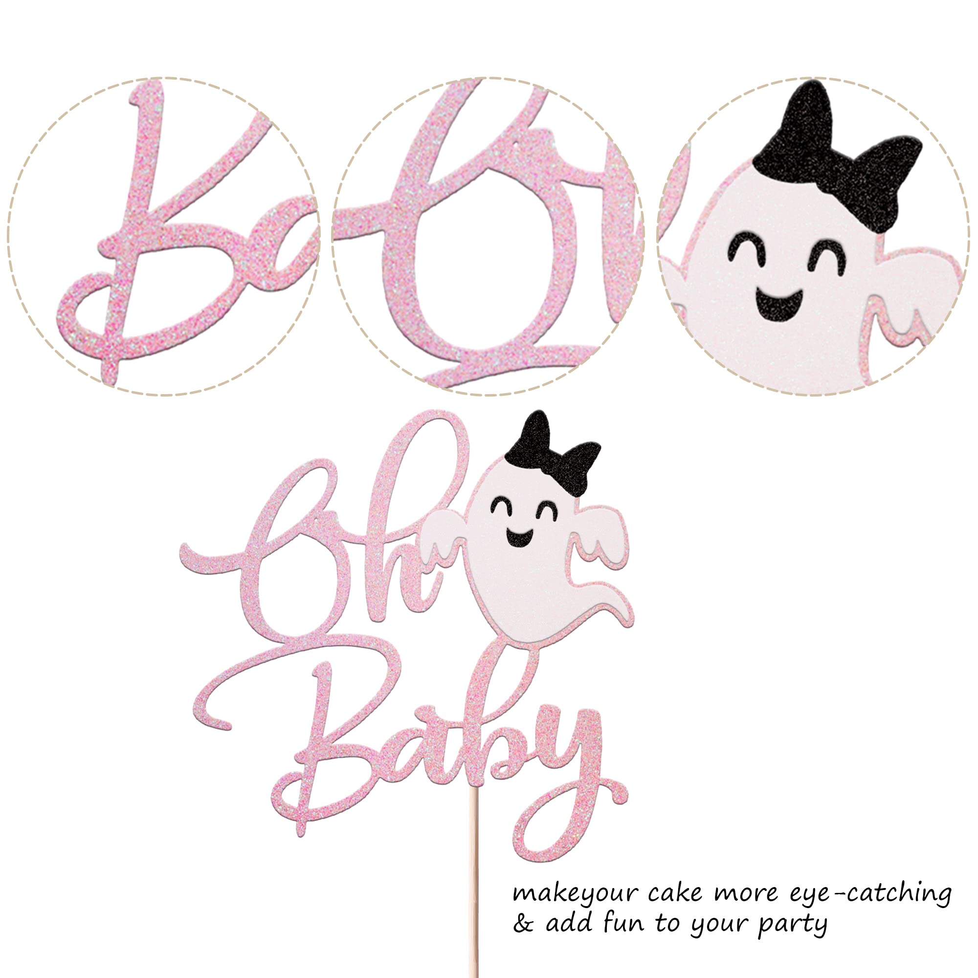 Pink & Black Glitter Ghost "One" Cake Topper – Halloween 1st Birthday Decor, No Assembly Needed