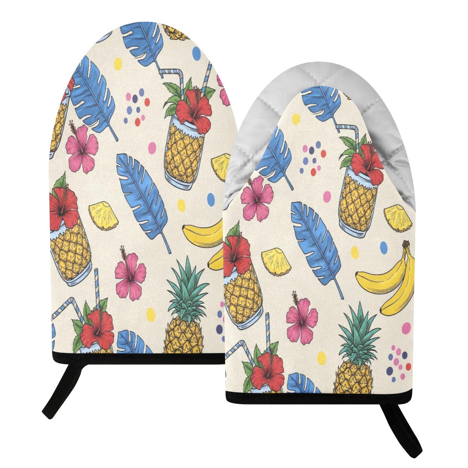 BURSTDDY Tropical Fruit Oven Mitt,Heat Resistant Kitchen Mitts for Cooking