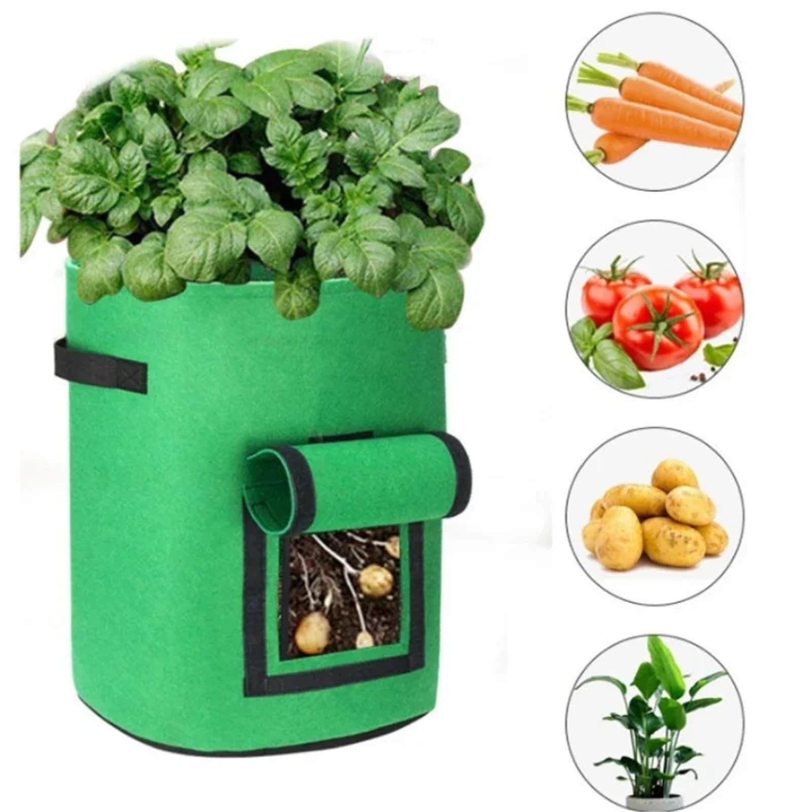 Bolsas de Fieltro for Cultivo Plantas, Tela no Tejida, Maceta Patatas for jardín, Bolsas for Verduras, Herramientas Verticales hidratantes, 3 uds para Cultivar Frutas(Green,30X35CM)