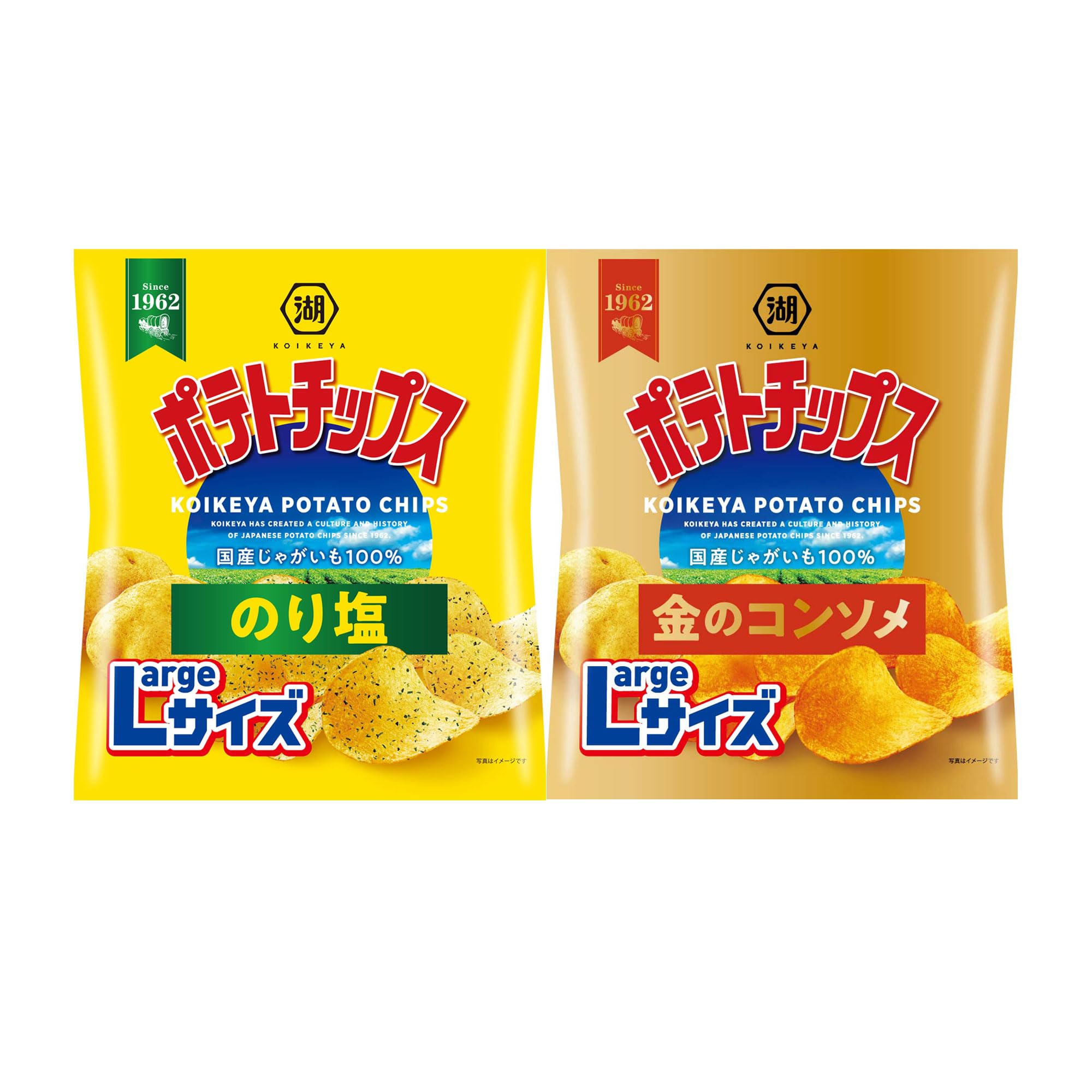 Amazon.co.jp: 湖池屋 ポテトチップスLサイズ 2種アソート(のり塩