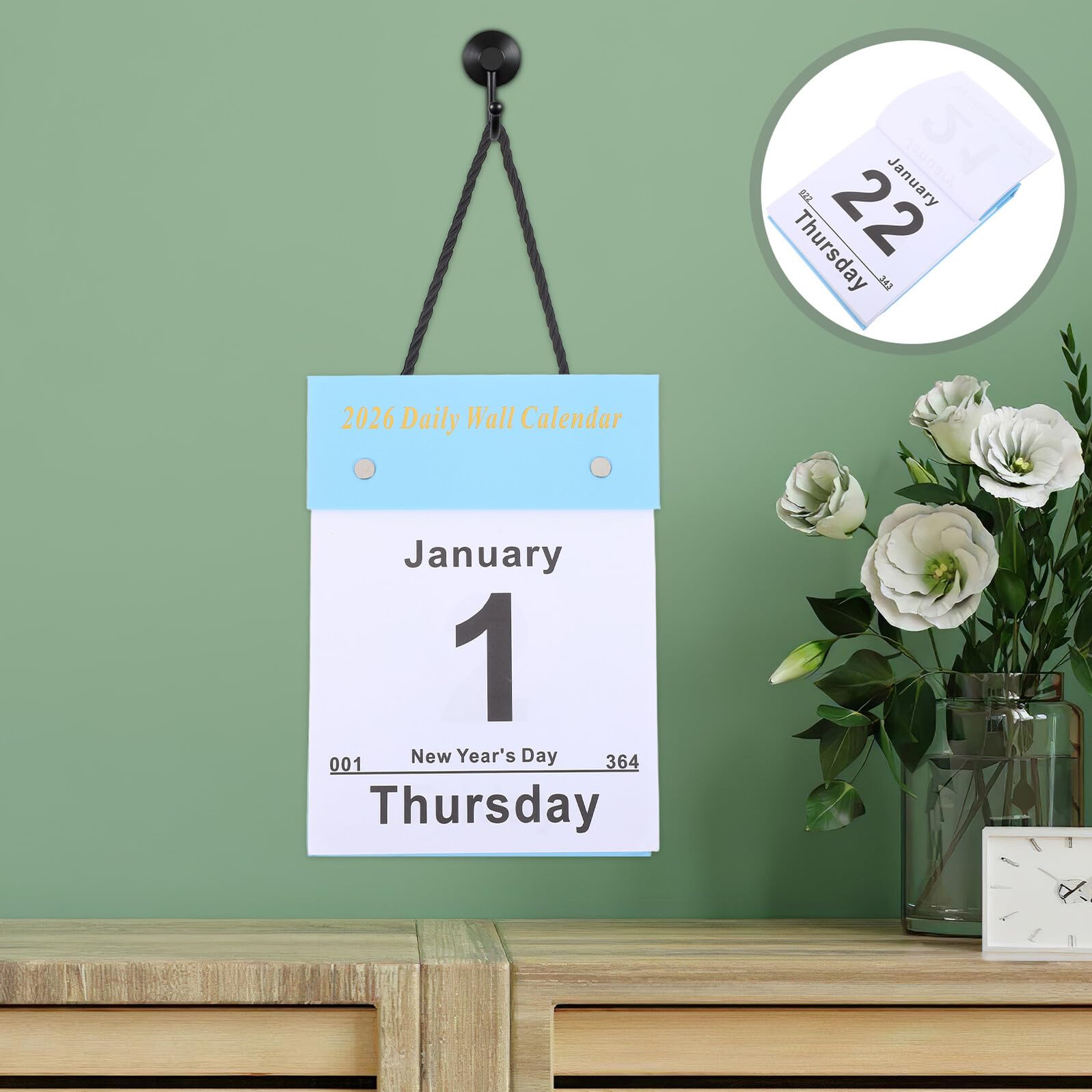 TIDTALEO Calendario da Parete Staccabile 2026 Caratteri Grandi Planner Giornaliero Verticale per Anziani Calendario di Gestione per Casa Ufficio e Scuola da Muro Elegante e Facile