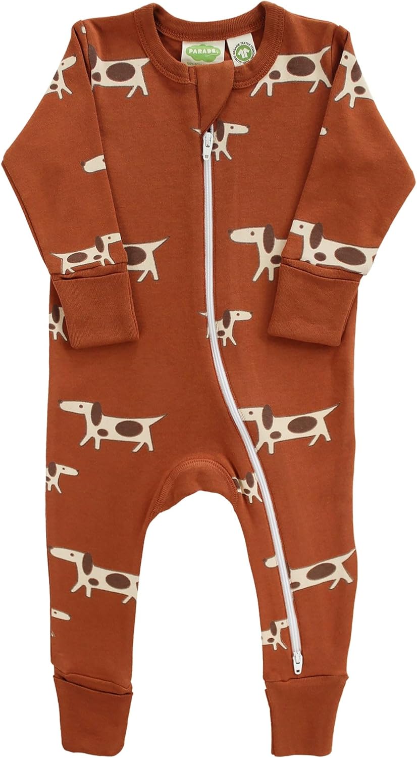 PARADE Organic Signature Print ‘2-Way’ Zip Romper – Long Sleeve