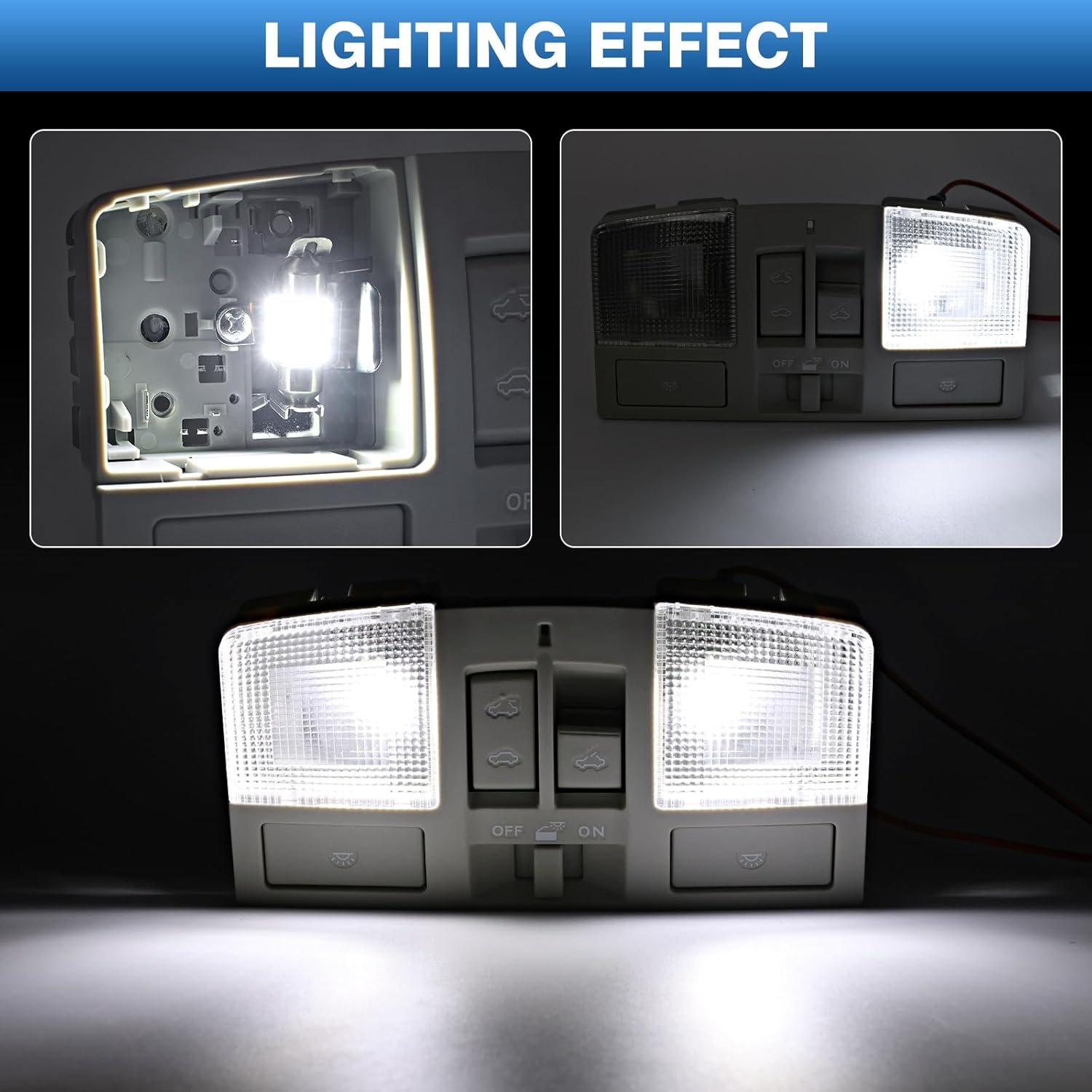 LED Overhead Console w/Sunroof Switch & Dome Light Fit for Mazda 3 2010 2011 2012 2013 Accessories, LED Cabin Interior Ceiling Roof Map Reading Lamp, Replaces BBM6-69-970B-75