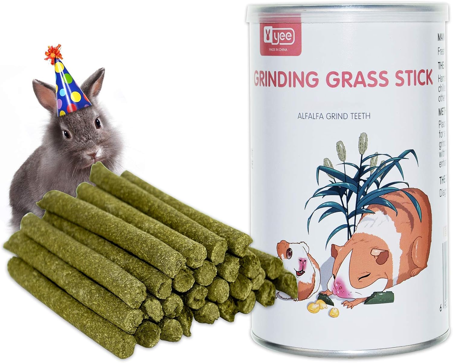 FJNATINH 28 Pcs Timothy Hay Sticks Small Animals Molar Chew Toys Sticks for Rabbit, Chinchilla, Guinea Pigs, Squirrel, Hamster (Wheatgrass)