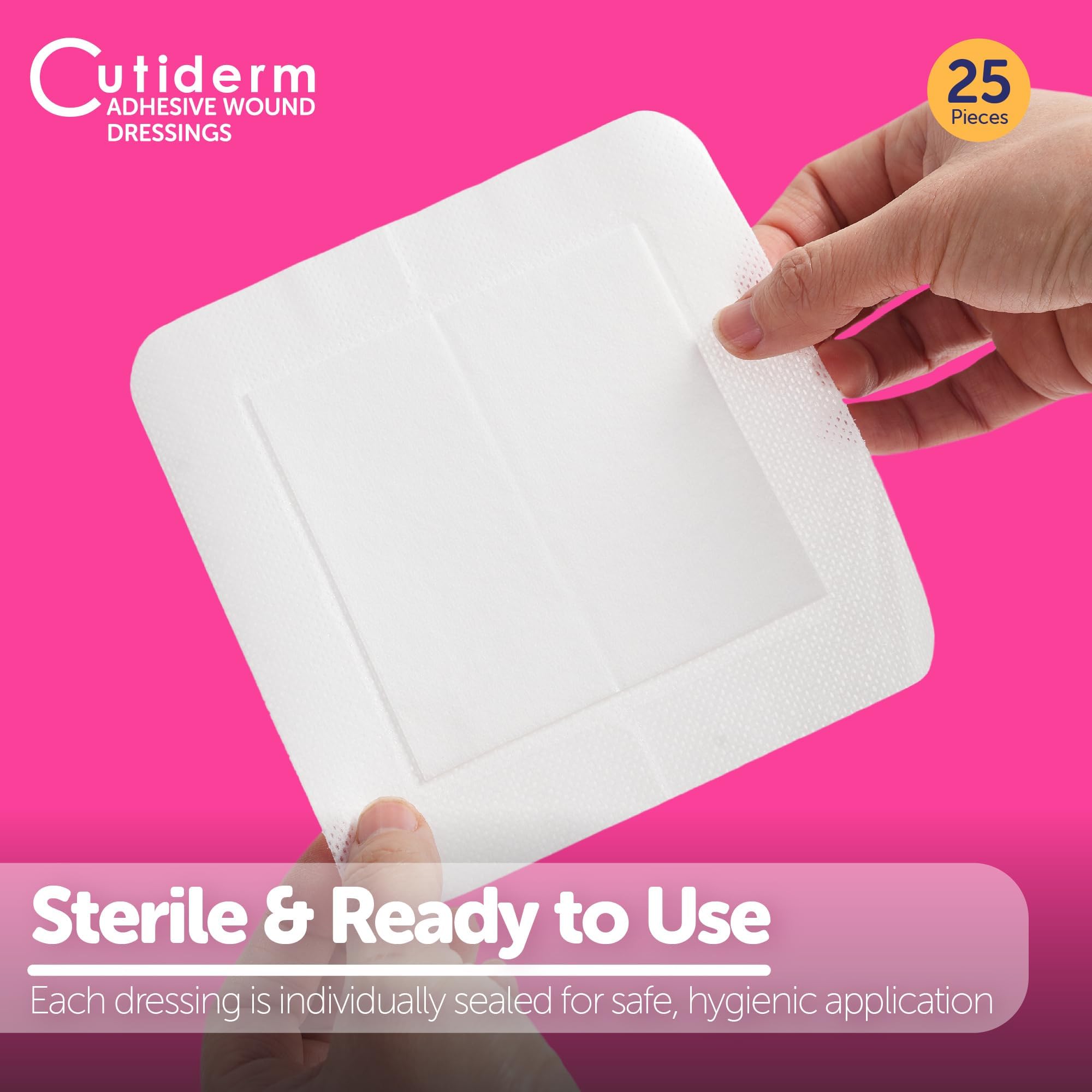 Cutiderm Apósito adhesivo estéril para heridas, 15cm x 15cm, caja de 25