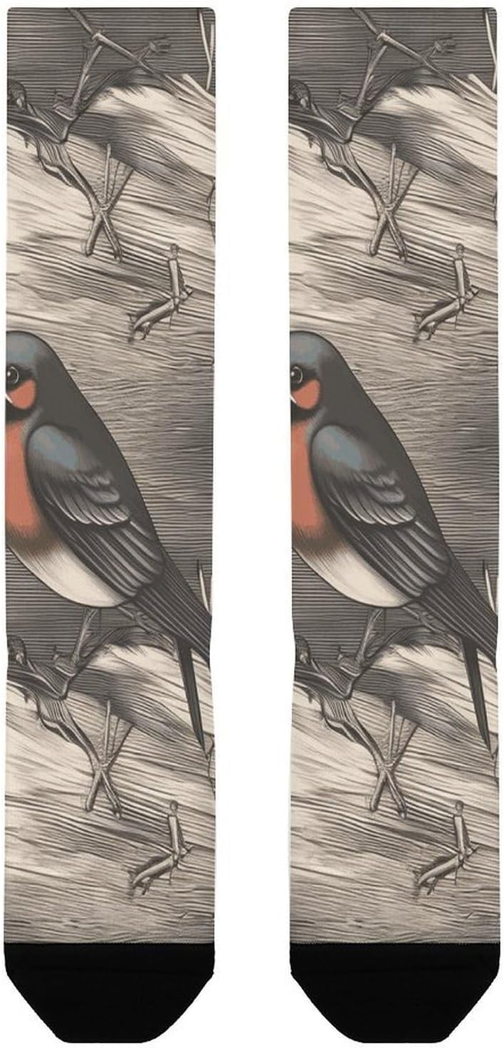 Barn Swallow in Graphite Knee High Soccer Socks Moisture Wicking