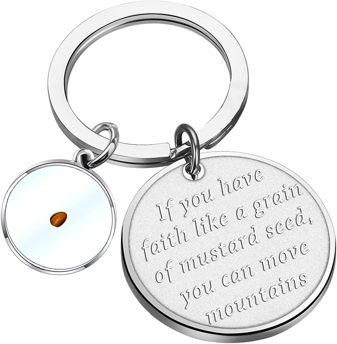 FAADBUK Christian Gift Mustard Seed Keychain If You Have Faith Like A Grain Of Mustard Seed You Can Move Mountains Jewelry, Have Faith K-back, Large FAADBUK Christian Gift Mustard Seed Keychain If You Have Faith Like A Grain Of Mustard Seed You Can Move Mountains Jewelry, Have Faith K-back, Large