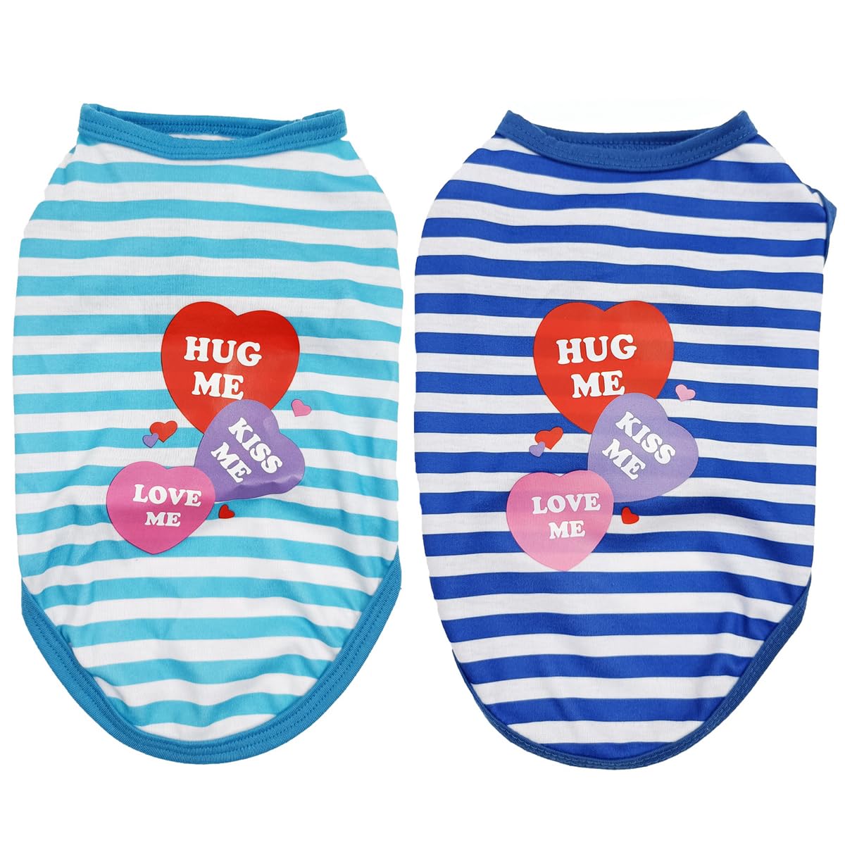 KUTKUT Combo of 2Pcs Small Dog & Cat Cotton Tshirt | Breathable Hug Me Stripes Pattern Sleeveless Shirt for Cavalier King, Lhasa Apso, Bichon Frise, Pug etc (Size: XL, Chest: 55cm, Back Length: 45cm) (B0CDL9V9CT) Amazon Price History, Amazon Price Tracker
