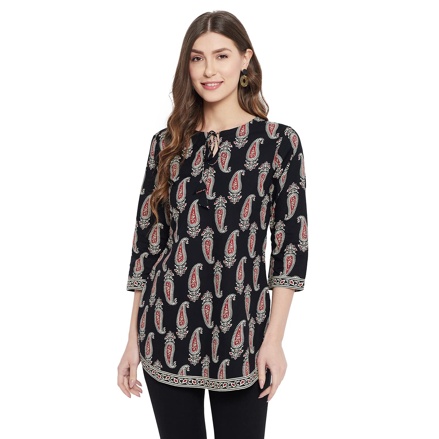MeesanWomen's Beautiful Straight Cotton Short Kurti, Casual Wear Tunic, Office Wear (MFTN_213_P)