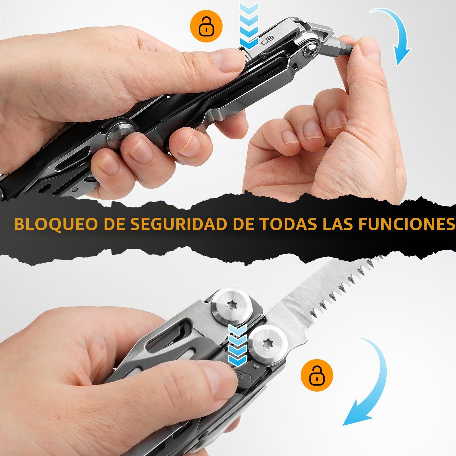 BIBURY Multiherramienta, Alicates Plegables Multiusos con Recubrimiento de Titanio, Herramienta Ideal para Acampar, Senderismo, Reparaciones - Regalo Original para Hombre, Papá, Cumpleaños - BI2038C