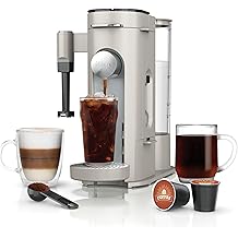Ninja Pod &amp; Grounds Specialty Single-Serve Coffee Maker, K-Cup Pod Compatible, Brews Grounds, Compact Design, Built-In Milk Frother, 56-oz. Reservoir, 6-oz. Cup to 24-oz. Mug Sizes, Stone, PB051ST
