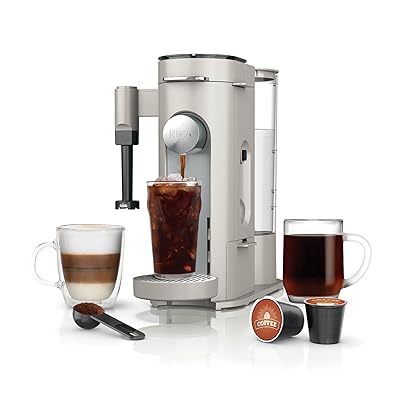 Ninja Pod & Grounds Specialty Single-Serve Coffee Maker, K-Cup Pod Compatible, Brews Grounds, Compact Design, Built-In Milk Frother, 56-oz. Reservoir, 6-oz. Cup to 24-oz. Mug Sizes, Stone, PB051ST