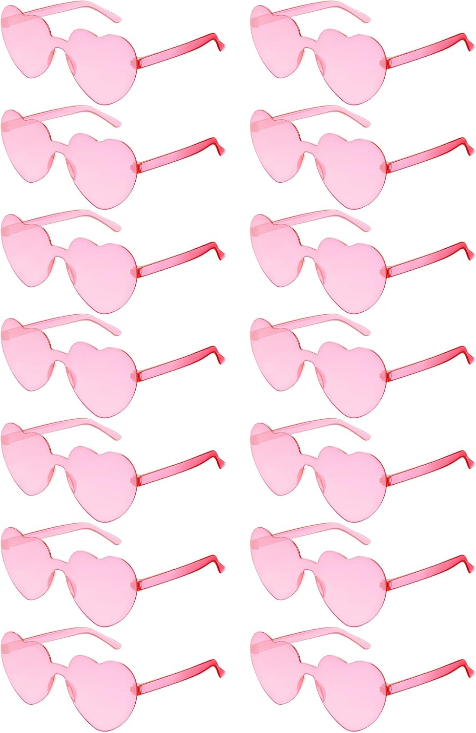 Flutesan 42 Pairs Valentine's Day Heart Shaped Sunglasses Bulk for Women Y2k Trendy Rimless Clear Heart Party Favor Glasses