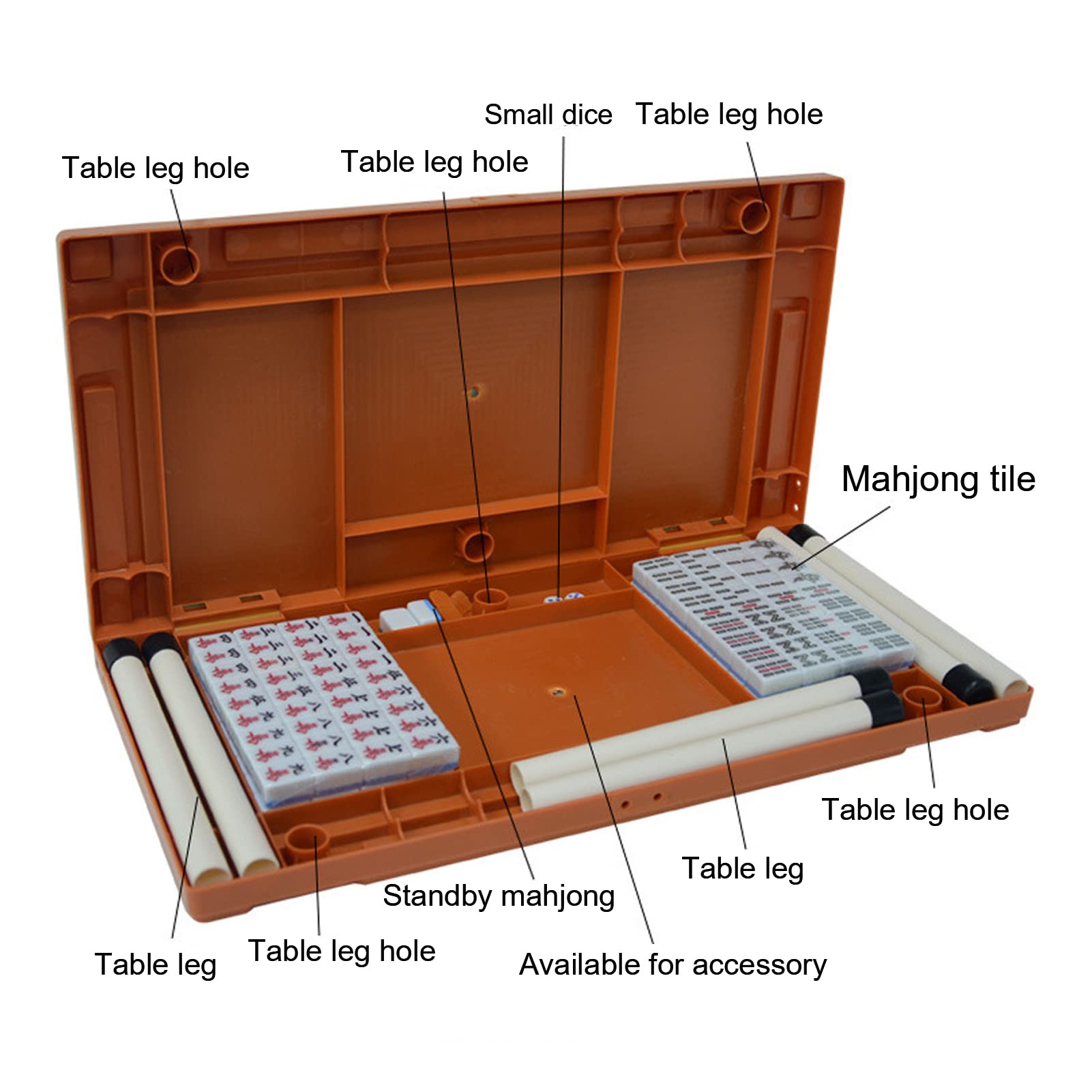 Reise-Mahjong-Set mit Abnehmbarem Tisch, 146 Tragbare, Zusammenklappbare Mahjong-Spiele aus Kunststoff für Zuhause, Outdoor, Reisen, Camping, Picknick