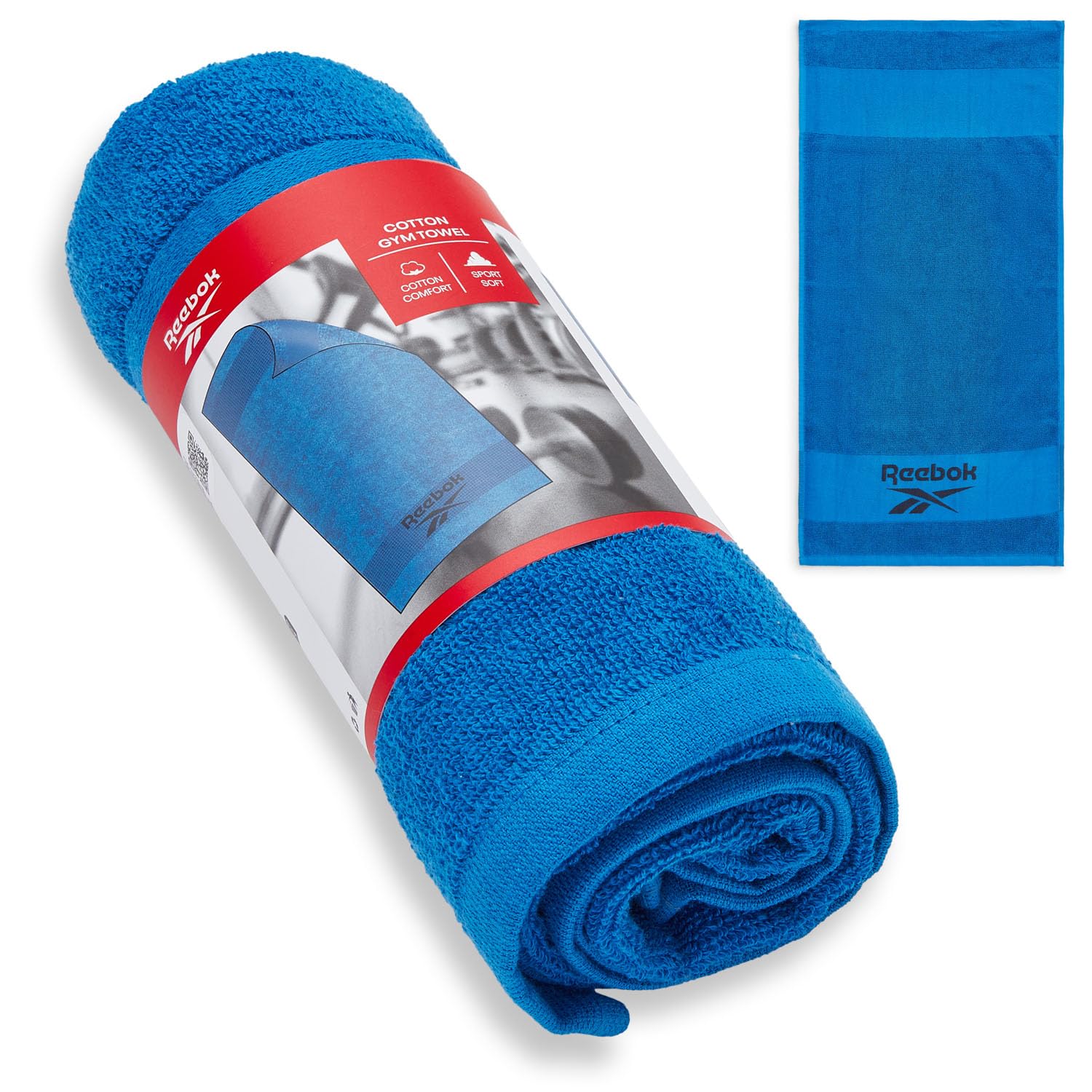 Reebok Capri Cotton Gym Towel – Quick Dry Towel with Moisture-Wicking Performance | Lightweight and Absorbent | Sport Towel For Training, Home Gym, Travel & Fitness - 40 x 80cm | Vector Blue