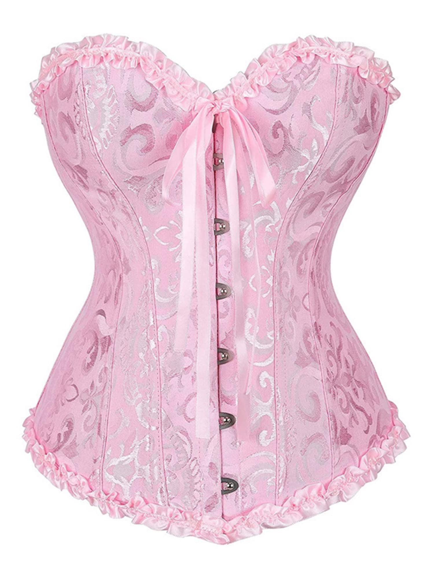 Sexy outfit Damski gorset w dużych rozmiarach Stylowy, kwiatowy, żakardowy gorset gorsetowy Sznurowany gorset modelujący biust