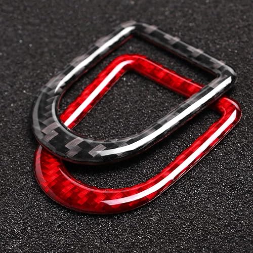 Miniatura 2 de GZXinWei Pegatinas rojas de fibra de carbono para puerta de coche, perilla, marco de botón