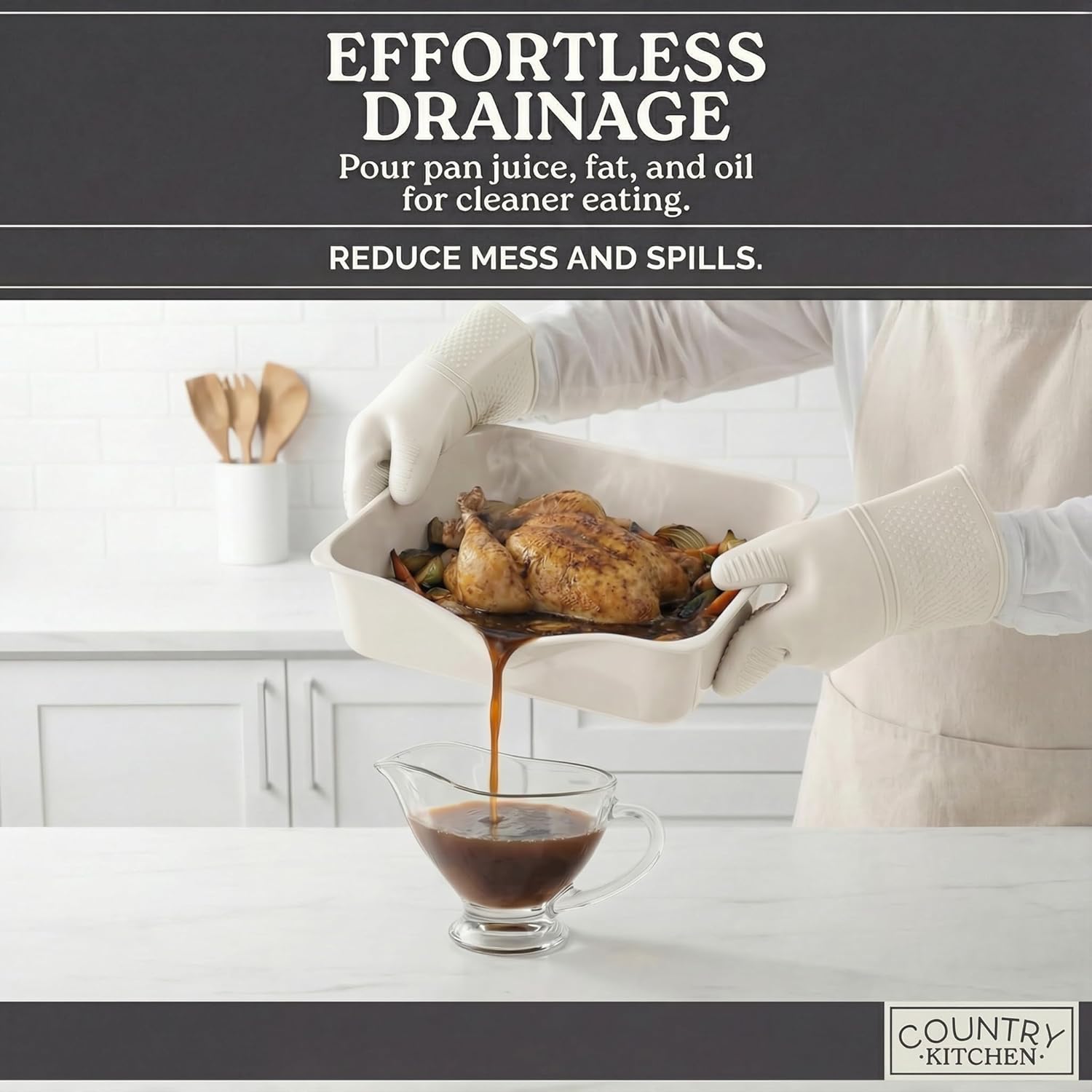 Country Kitchen Nonstick Stackable Bakeware Set - Deluxe Heavy Duty, Durable, Easy Release Baking Set, 8 Pcs, Cream