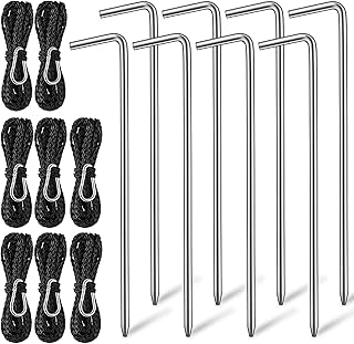 Inflatable Stakes and Tethers Decorations Set Metal Rope Stakes Stakes and Rope Tethers with Hooks Replacement Yard Inflatable Accessories for Garden Home Lawn Outdoor Holiday (8)