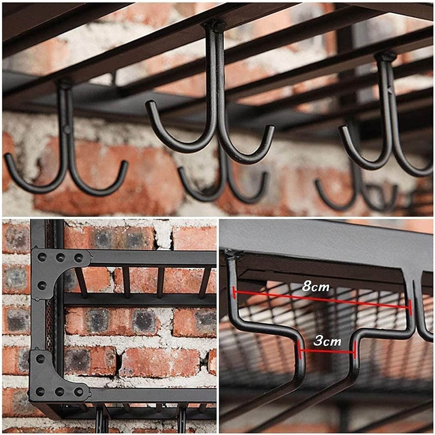 Wine Rack Industrial Wall-Mounted Wine Racks, Freestanding Wine Racks & Cabinets Storage Shelves, Decorating Shelf Wine Accessories (Size : 80CMx30CM)