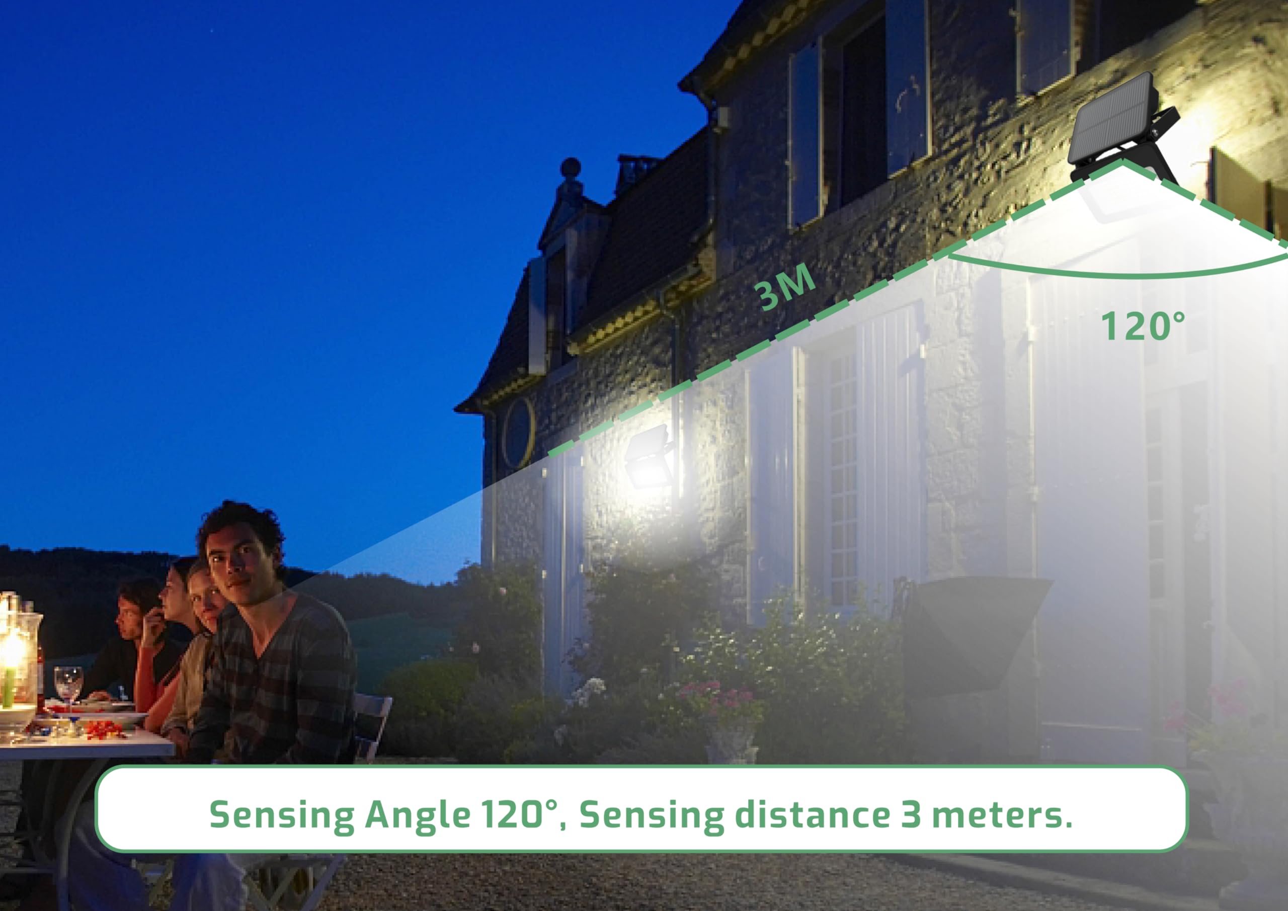Projecteur solaire LED extérieur avec détecteur de mouvement 1000 lm IP65 6500/4000/3000 K