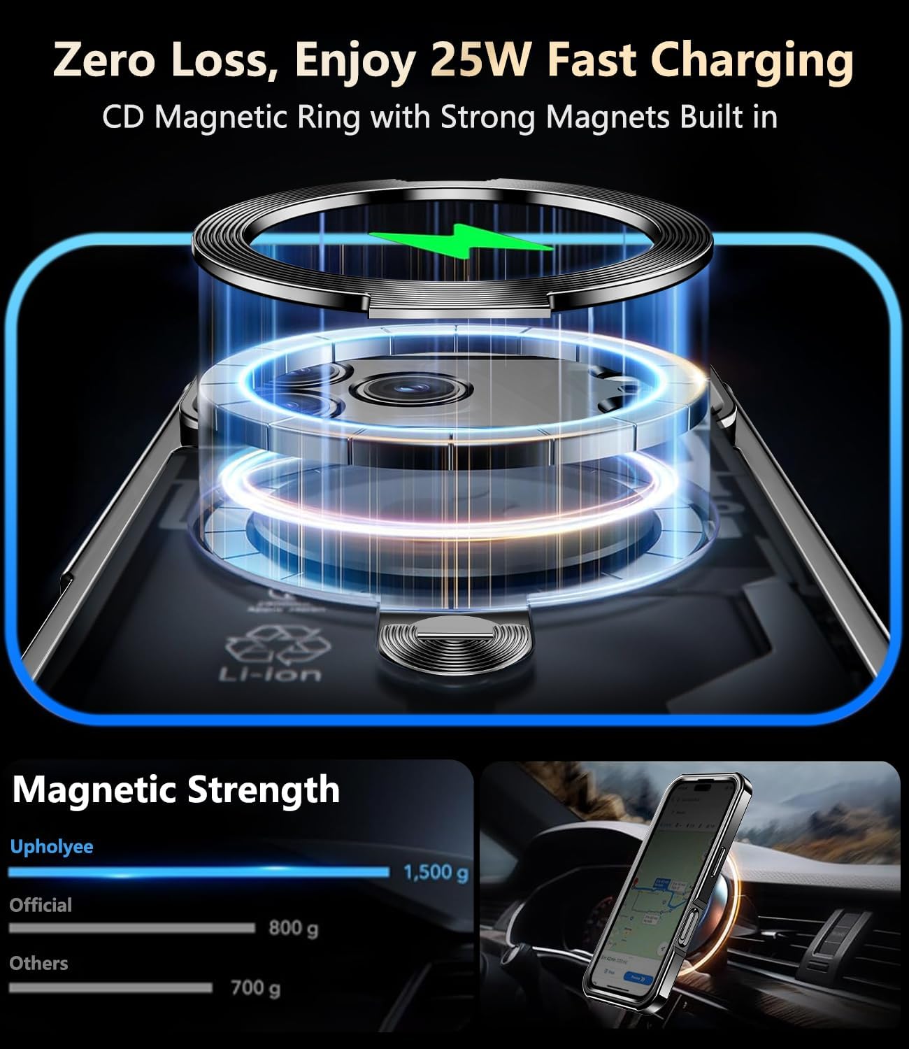 [360° Rotatable CD Stand & Built-in Privacy Screen Magnetic Case for iPhone 17 Pro Max[Compatible with MagSafe&Full Signal] Mil-Grade Shockproof Full Body Anti-Spy Cover for 17 Pro Max-Black
