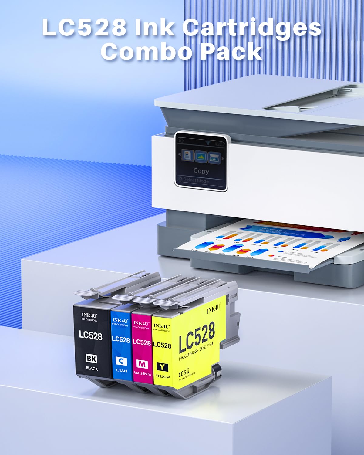 INK4U LC528 Cartouches d'encre compatibles avec les cartouches d'encre Brother LC528VAL compatibles avec imprimantes Brother MFC-J6760DW, MFC-J6960DW, MFC-J6975DW, MFC-J6977DW (LC528BK, LC528C, LC528M