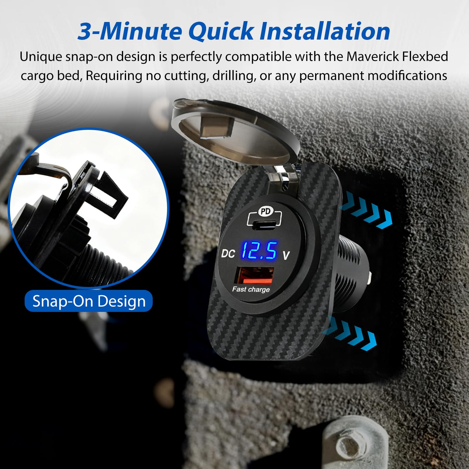 Amazon.com: 12V Car-Mounted Embedded Power Socket for Ford Maverick Flexbed  (2022+), USB Charger (USB+PD) Fast Charging Direct,Tool-Free Installation Power  Outlet Accessory,Replacement Cigarette Lighter Socket : Automotive