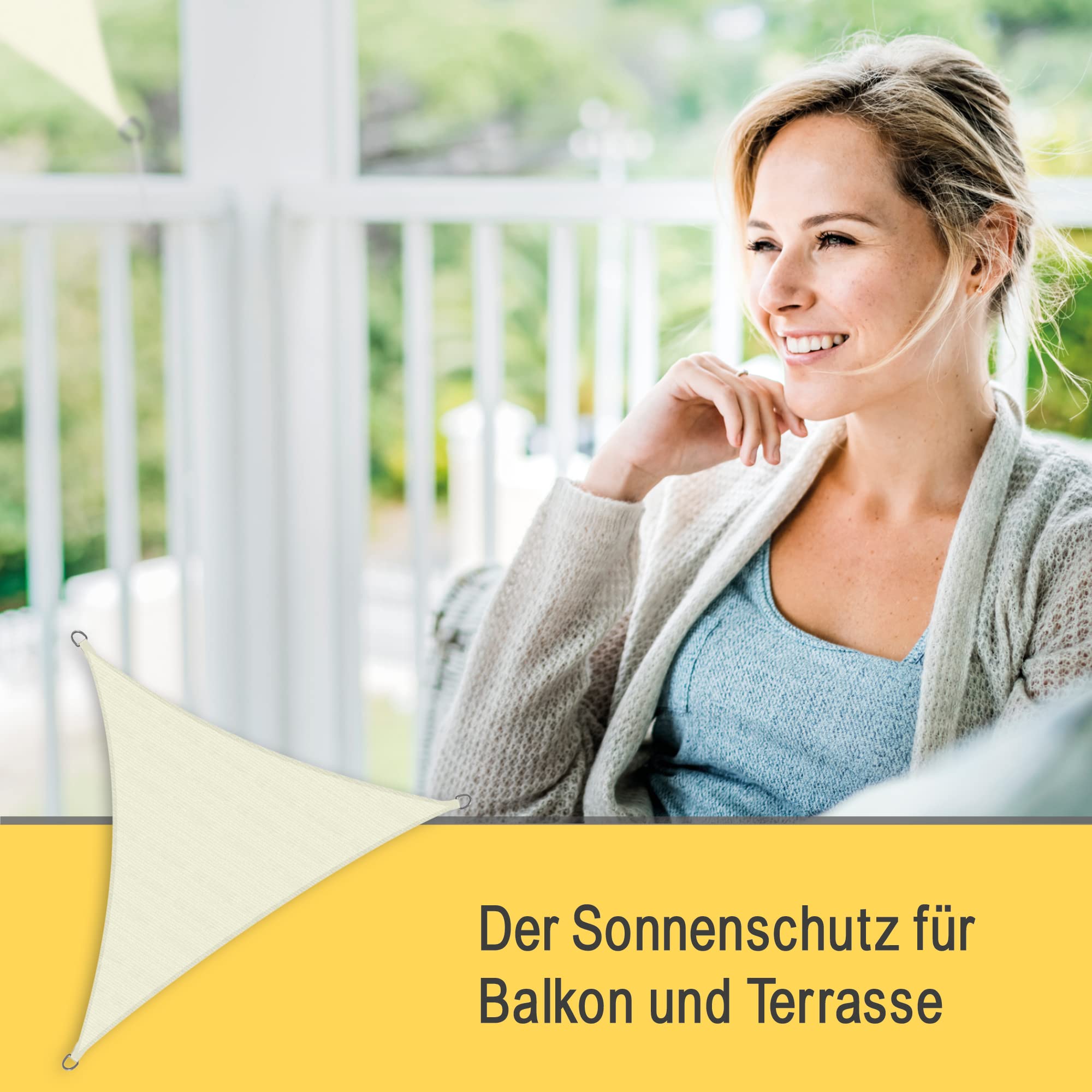 Sol Royal Sonnensegel dreieckig 3x3x3m Wasserdurchlässig HDPE Atmungsaktiver Balkon Terrasse Segeltuch UV Sonnenschutz Segel Garten Pool Camping Creme – Shade Sails HS9