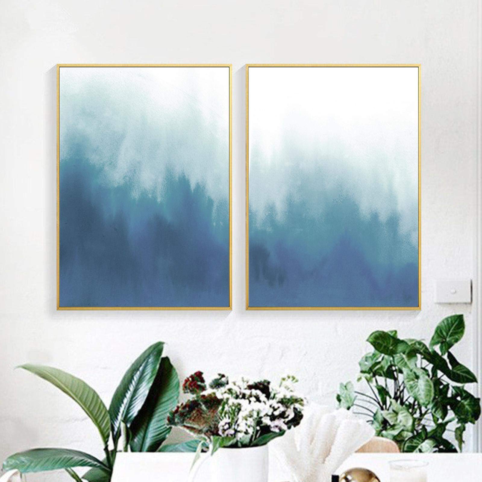 Tableau Abstrait Bleu Sur Toile – Décoration Murale Moderne Art Déco