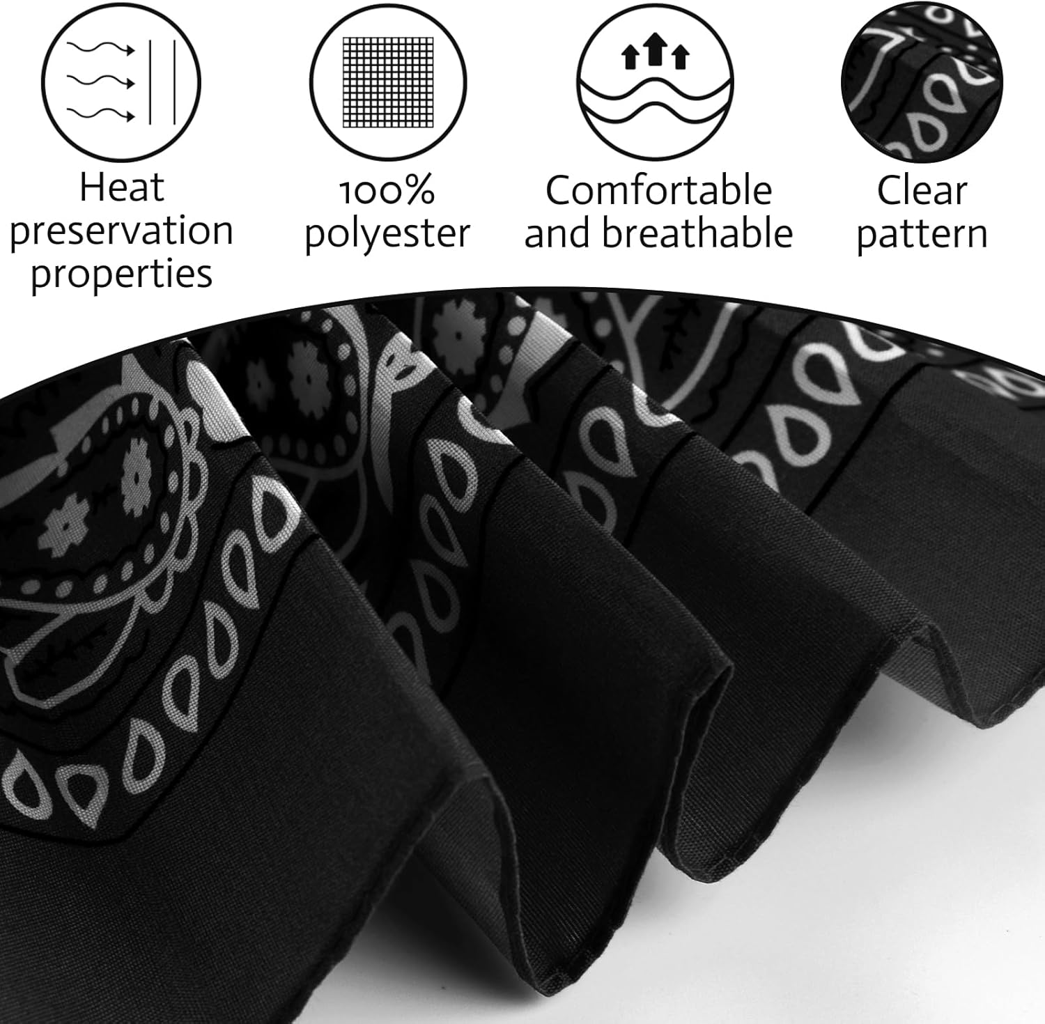 PLULON 30 Pack Bandanas for Men Women, Polyester Novelty Paisley Pattern Bandana Headbands Wristband Neckerchief Cowboy - Image 6