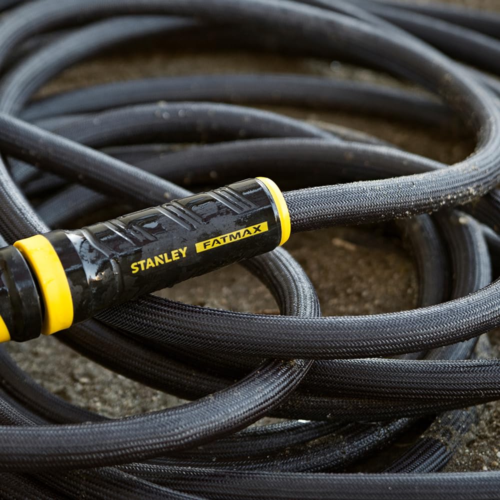 STANLEY BDS7390 FATMAX - Manguera de jardín EXOJACKET de alta resistencia de 75 pies x 5/8 pulgadas, color amarillo, negro