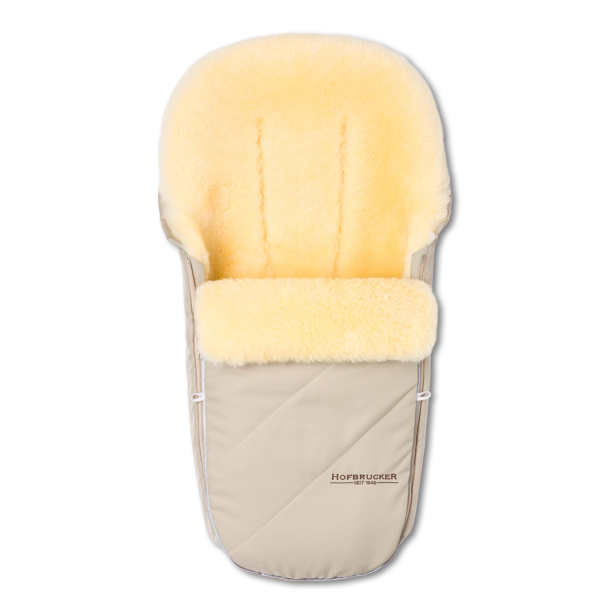 Hofbrucker Saco para cochecito de bebé Toni para otoño/invierno/principios de piel de cordero para capazo y Maxi Cosi 0-10 meses con manta extraíble (beige)