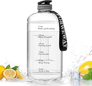 FORWEWAY Motivational Water Bottles with Handle 2 Liter Big Water Bottle with Time Marker Portable Adults Sports Water Jugs Half Gallon Daily Drinking Bottle for Running, Hiking, Indoor and Outdoor Activity