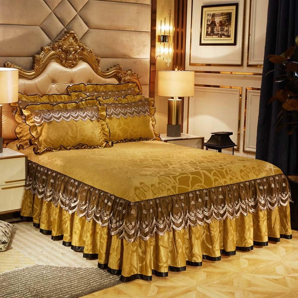 Juego de colcha con volantes y falda, elegante colcha para dormitorio, 200 x 220 cm, elegante ropa de cama con volantes, perfecta para decoración acogedora del hogar