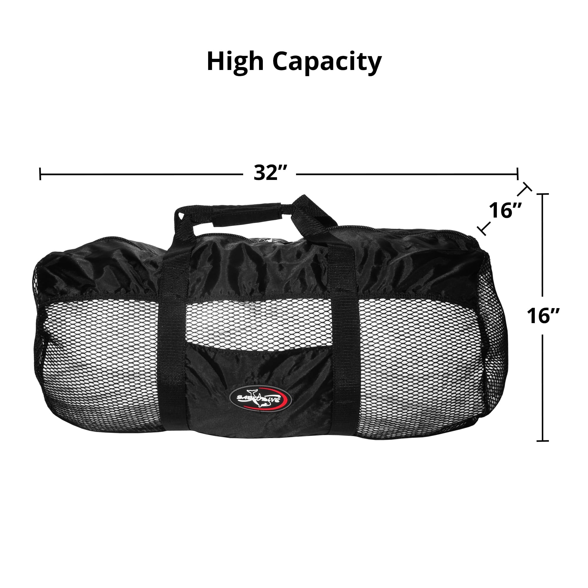 SAEKODIVE XL Mesh Beach Bag with Zipper - Foldable Extra Large Duffle Bag For Scuba Gear, Snorkel Gear, and Outdoor Water Activities