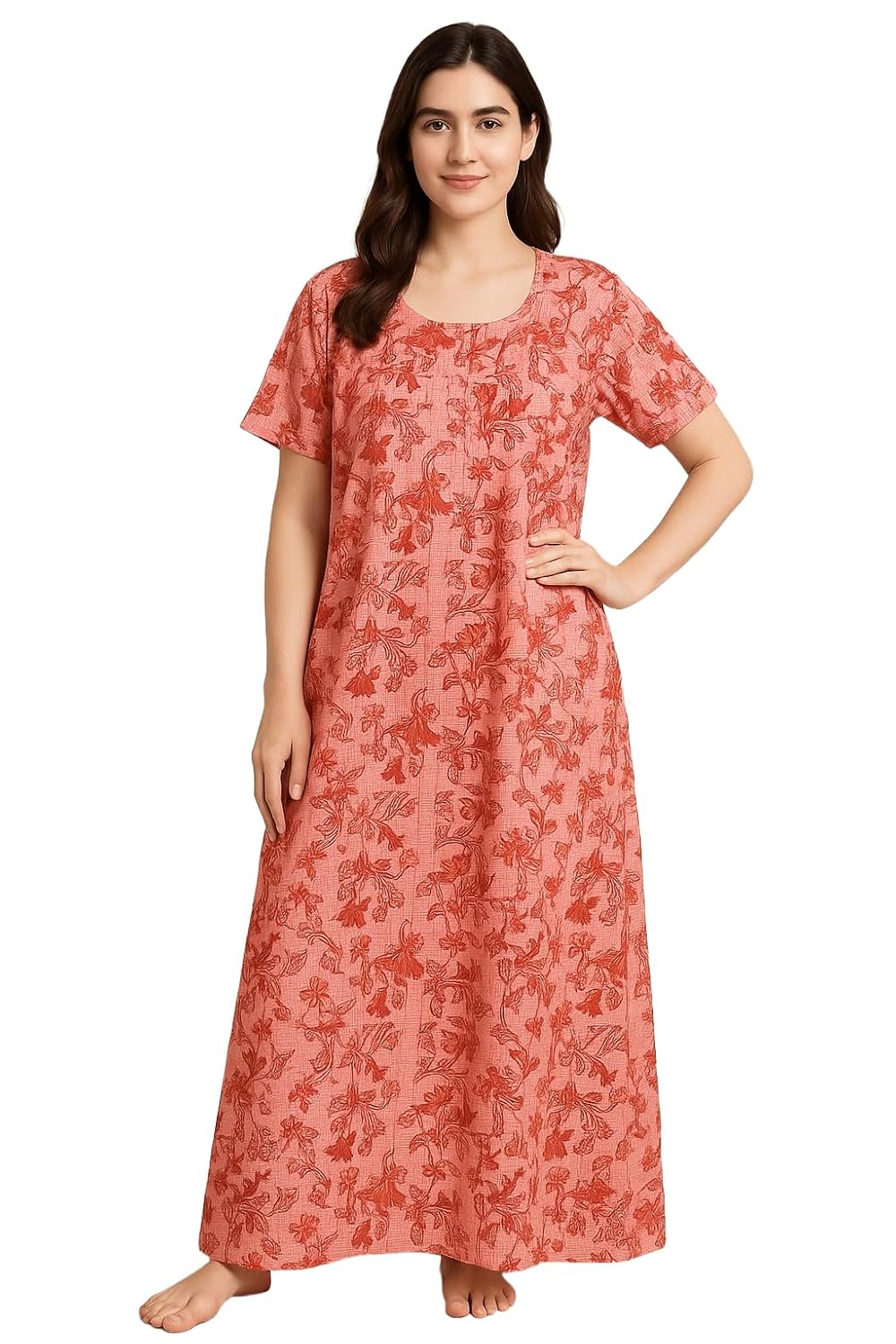Bahumaan Pure Cotton Nighty for Women with Pocket Free Size | Maxi Dress for Women Cotton | Night Dress for Woman Gown | C... - Review, Price and Buying Guide