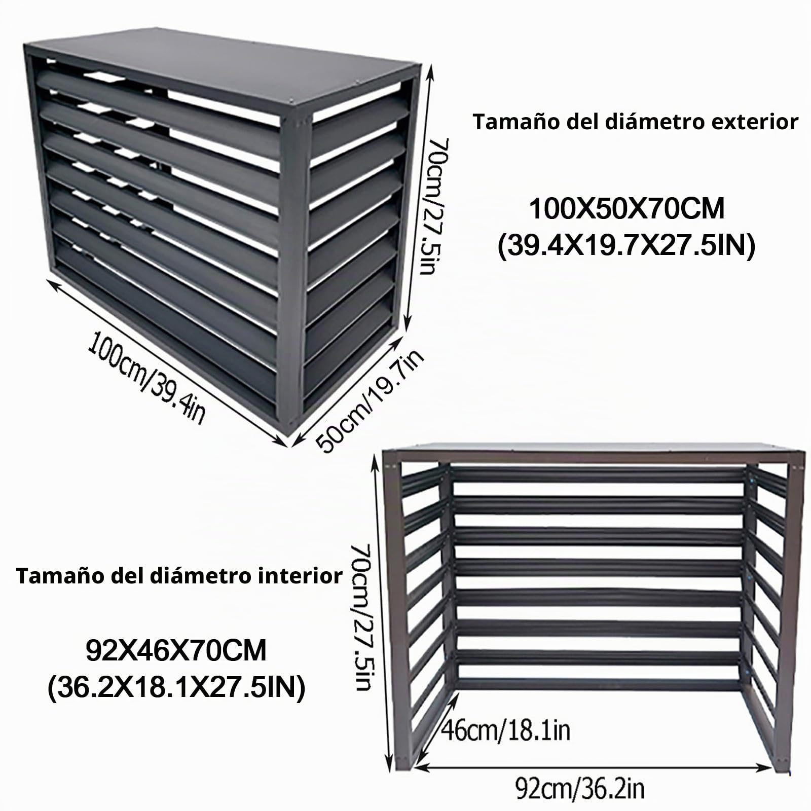Cubierta De Aire Acondicionado Exterior,Cubre Aire Acondicionado Aluminio,Paneles De Valla De Privacidad Al Aire Libre,Rejillas Protectoras Para Bombas De Calor,Protección Contra La Lluvia Y El Sol (
