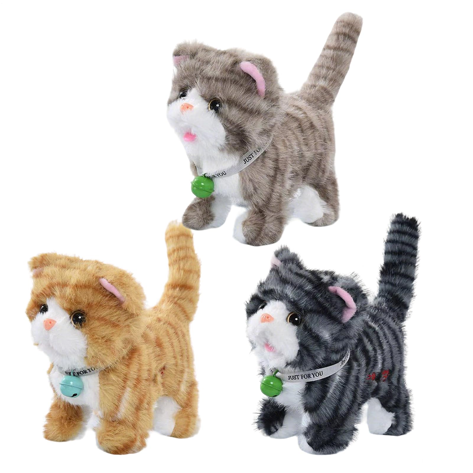 Cat Toys – Walking Cat Set | 17cm Interactive Electric Kitten with Music | Cute Moving Plush Doll | Gift for Boys Girls Preschoolers Teens Children Pet Lovers Christmas Birthday