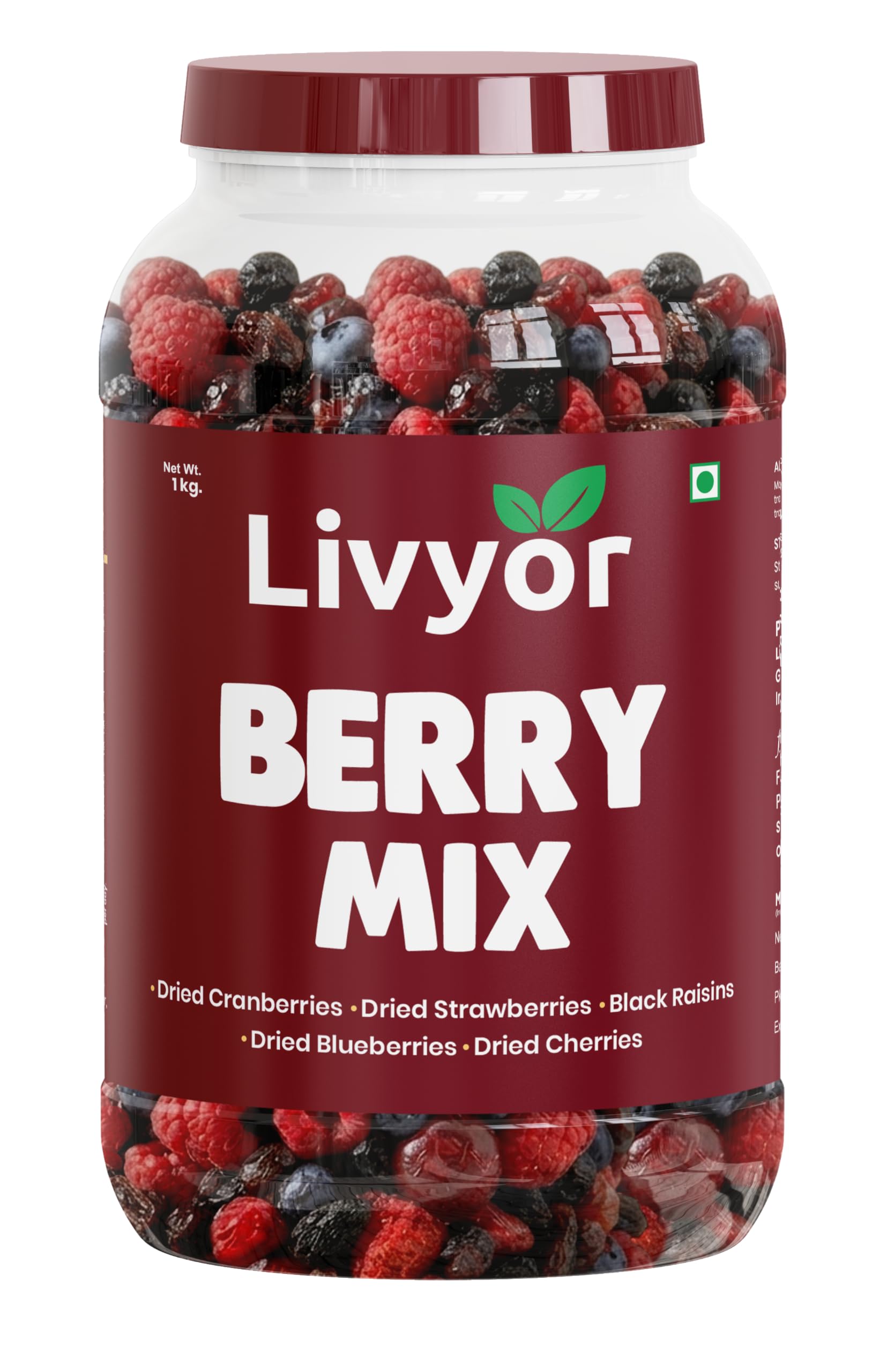 Livyor 5 in 1 Berry Mix for eating - 1kg | Good Source of Fibre | Dried Cranberries | Black Raisins | Cherries | Blueberries | Strawberries | Berry Blast | Berries dry fruits | Berries fresh | Pack of 1-image-8