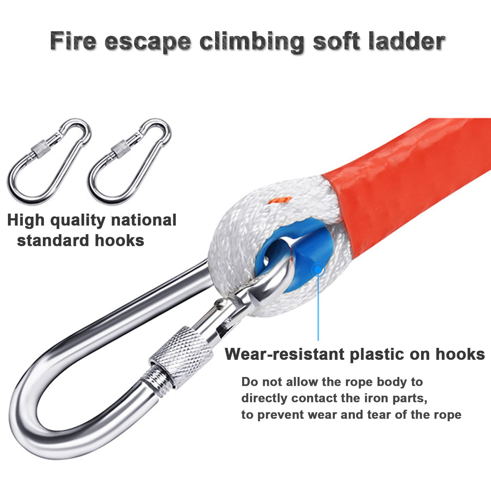 Échelle portable en corde – Solution d'urgence pour échappement d'incendie, outil de sécurité résistant aux flammes pour un usage domestique