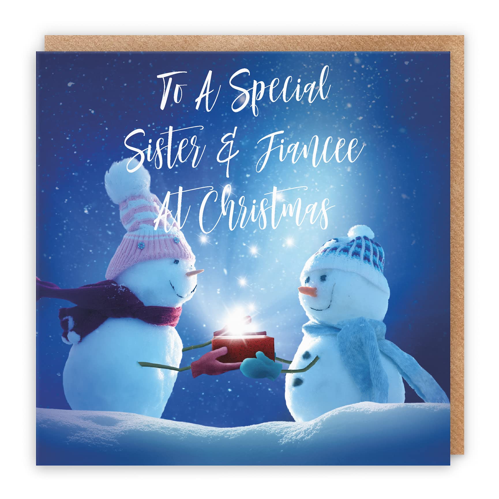 Hunts England - Sister And Fiancee Christmas Card - To A Special Sister & Fiancee At Christmas - Starry Night Collection - Fun Card