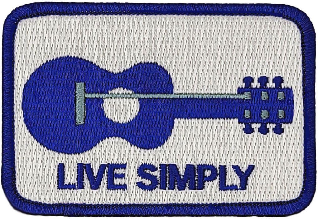 Live Simply Guitar Logo Embroidered Patch - 3.5 X 2.5 Inch Iron on or Sew on C531