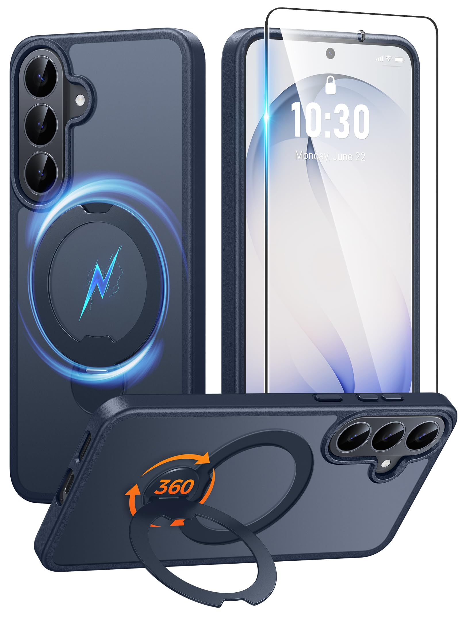 FNTCASE Custodia per Samsung Galaxy S26 FE con supporto magnetico rotante a | Compatibile con Magsafe, pellicola protettiva per schermo, protezione completa della fotocamera, copertura per telefono