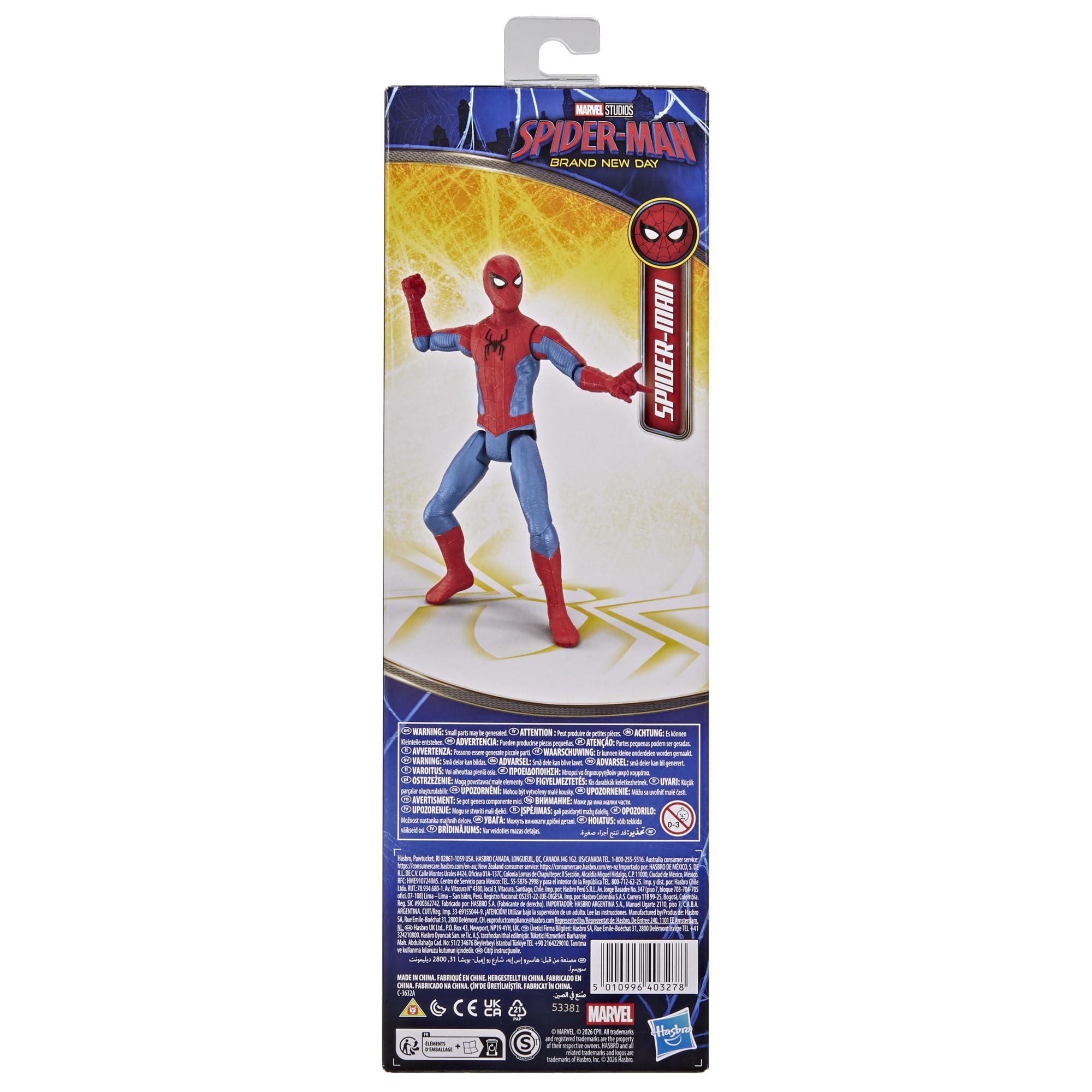 Marvel Spider-Man Day, Figura de acción Titan Series de 29,2 cm, Juguetes de superhéroes para niños y niñas a Partir de 4 años