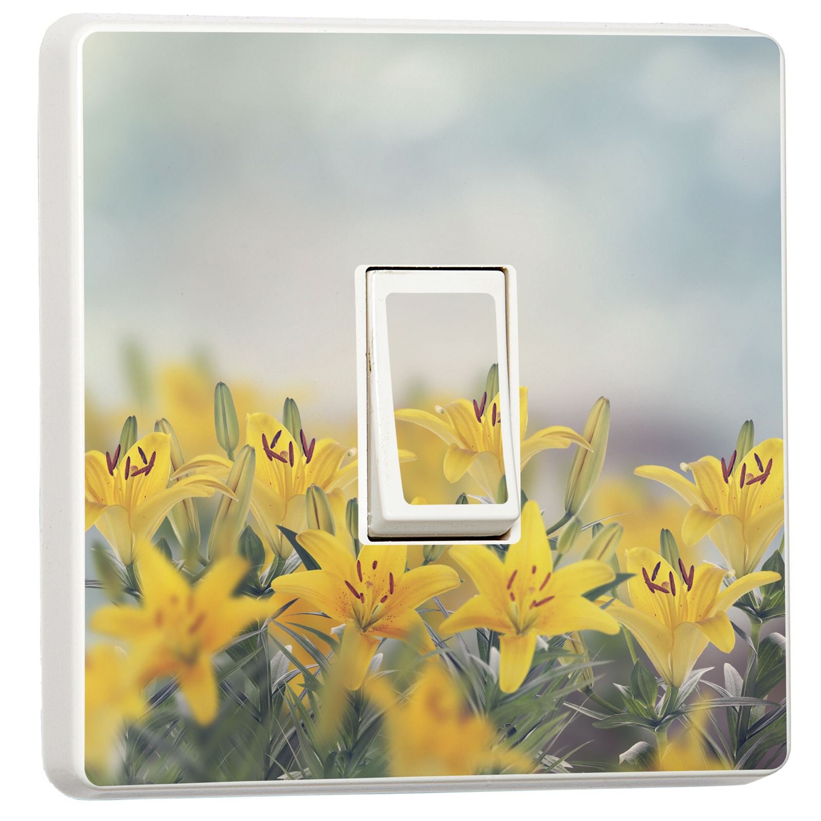 Stika.co Yellow Pack Of 2 Lily Flowers Design Single Light Switch Cover Skin Sticker - Home Decor Improvements