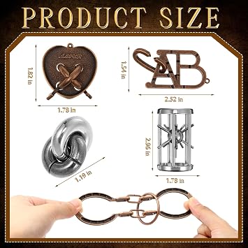 48 Pcs Metal Brain Teaser Puzzles Set for Adults, Classics Style